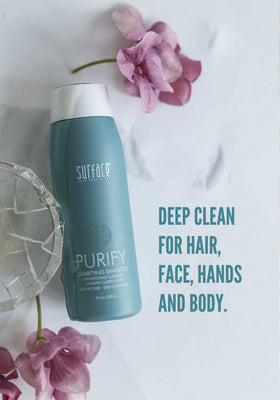 SURFACE Purify in-shower application on wet hair rinsing impurities