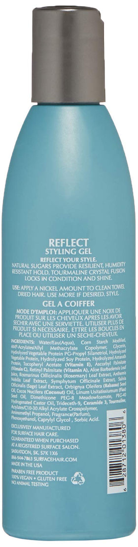 SURFACE Reflect Gel texture close-up on fingers, showing glossy finish and smooth application