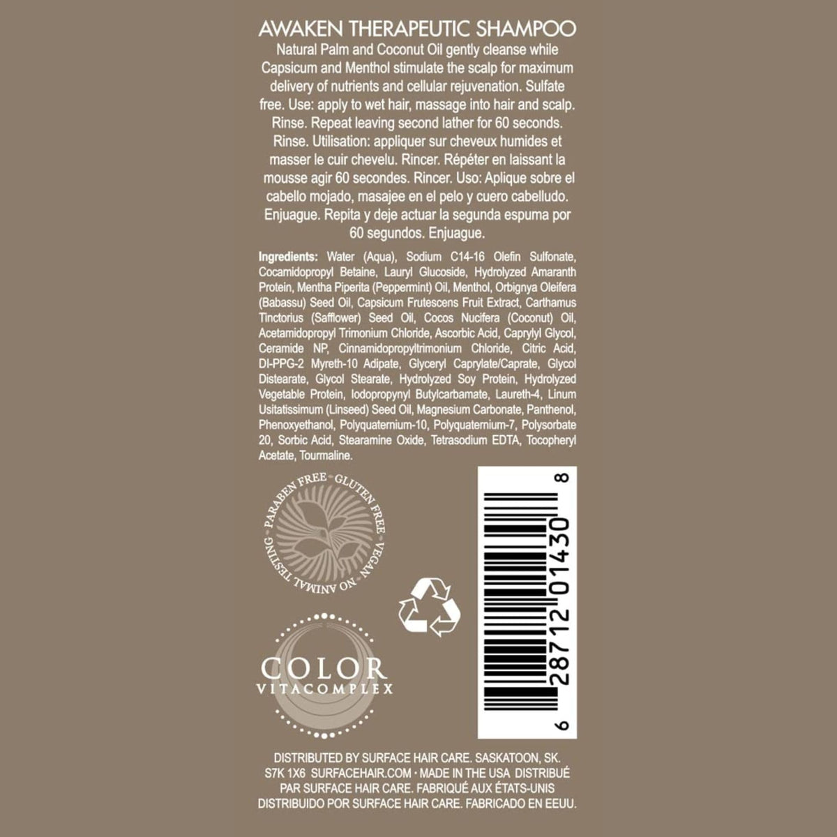SURFACE shampoo bottle close-up highlighting pump and label for gentle cleansing