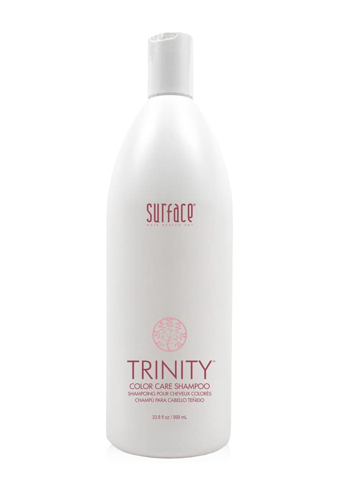 SURFACE Trinity front bottle view showing label and size, promotes color care