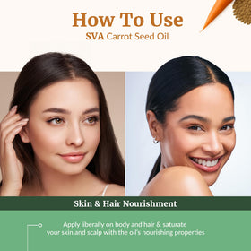 SVA ORGANICS oil used on hair and scalp to show conditioning support and application method