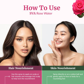 SVA ORGANICS rose water on cotton pad showing gentle application for toning and cleansing