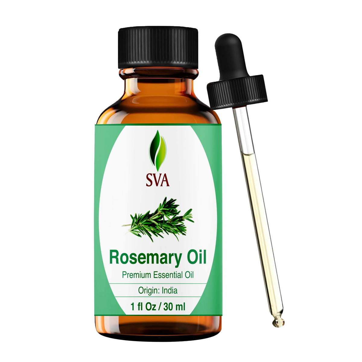 SVA ORGANICS front packaging showing 1 fl oz bottle and label, clear branding and use benefits