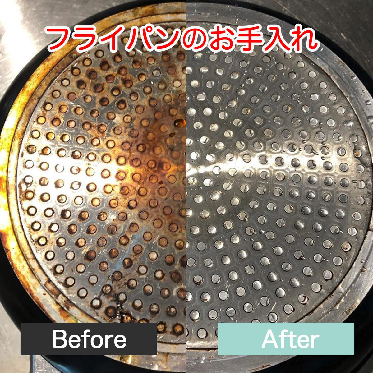 Svinto in use on pots and pans demonstrating powerful grime removal