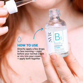 SVR bottle placed beside moisturizer to show layering use and hydration benefit