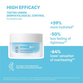 SVR HYALU Biotic ingredient label view highlighting hyaluronic acid and vitamin C for clarity