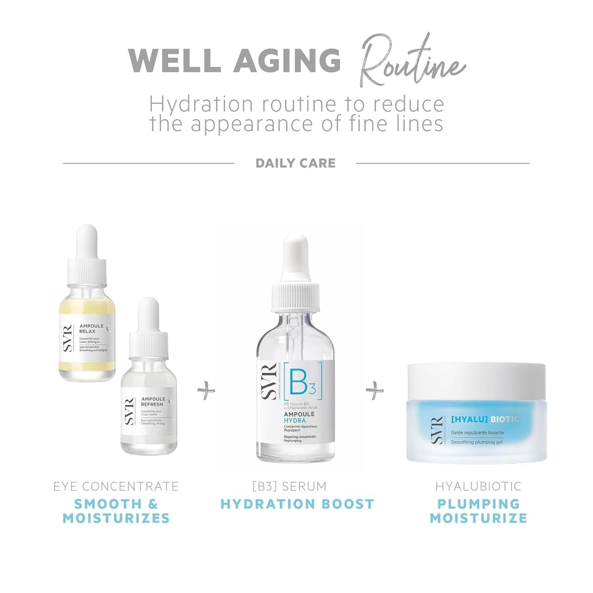 SVR HYALU Biotic placed on bathroom counter lifestyle shot showing daily routine convenience