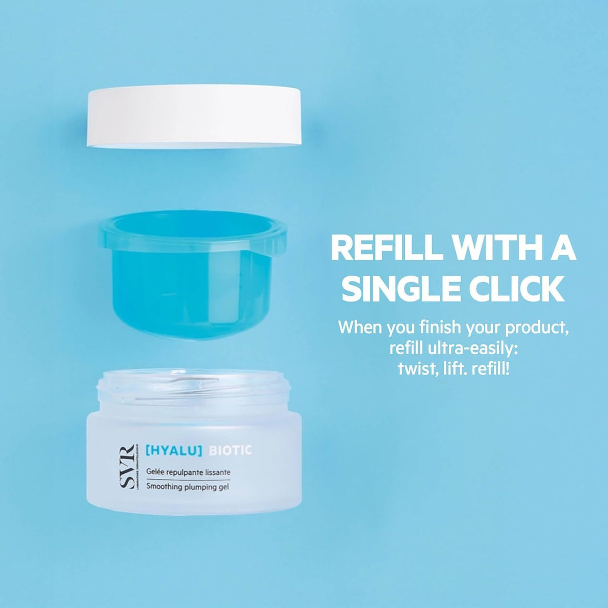 SVR HYALU Biotic applied on hand demonstrating moisturizing effect and easy layering