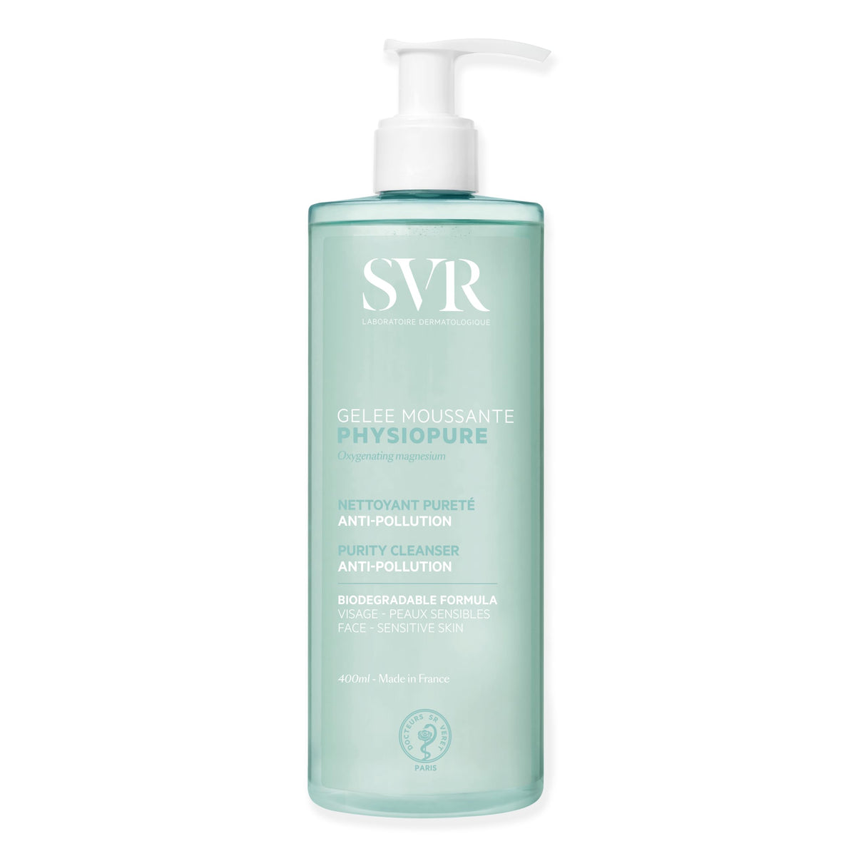 SVR front packaging showing product label and 400ml size, clear benefits