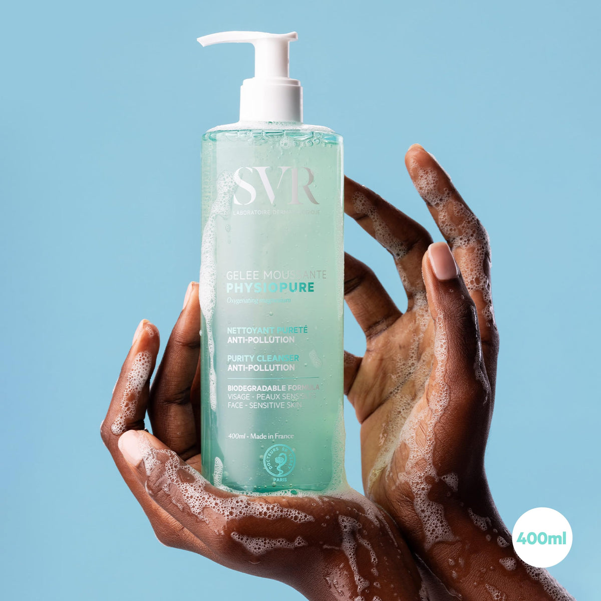 SVR gel texture close-up illustrating silky, non-drying formula benefit