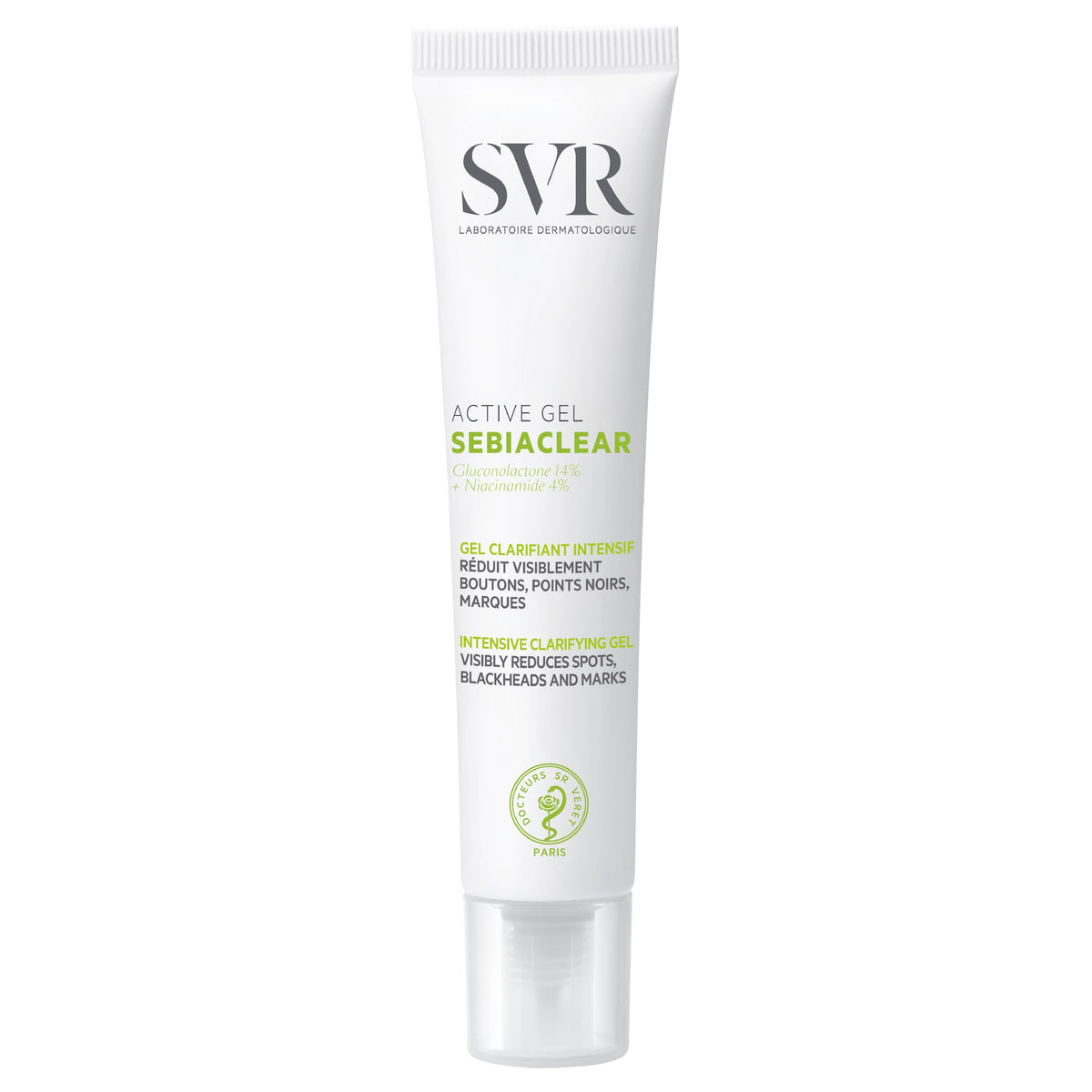 SVR Sebiaclear front packaging showing bottle and product name benefiting clarity