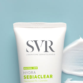SVR Sebiaclear Hydra cream texture close-up demonstrating lightweight finish