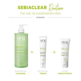 SVR Sebiaclear being applied to cheek to reduce blemishes and soothe skin