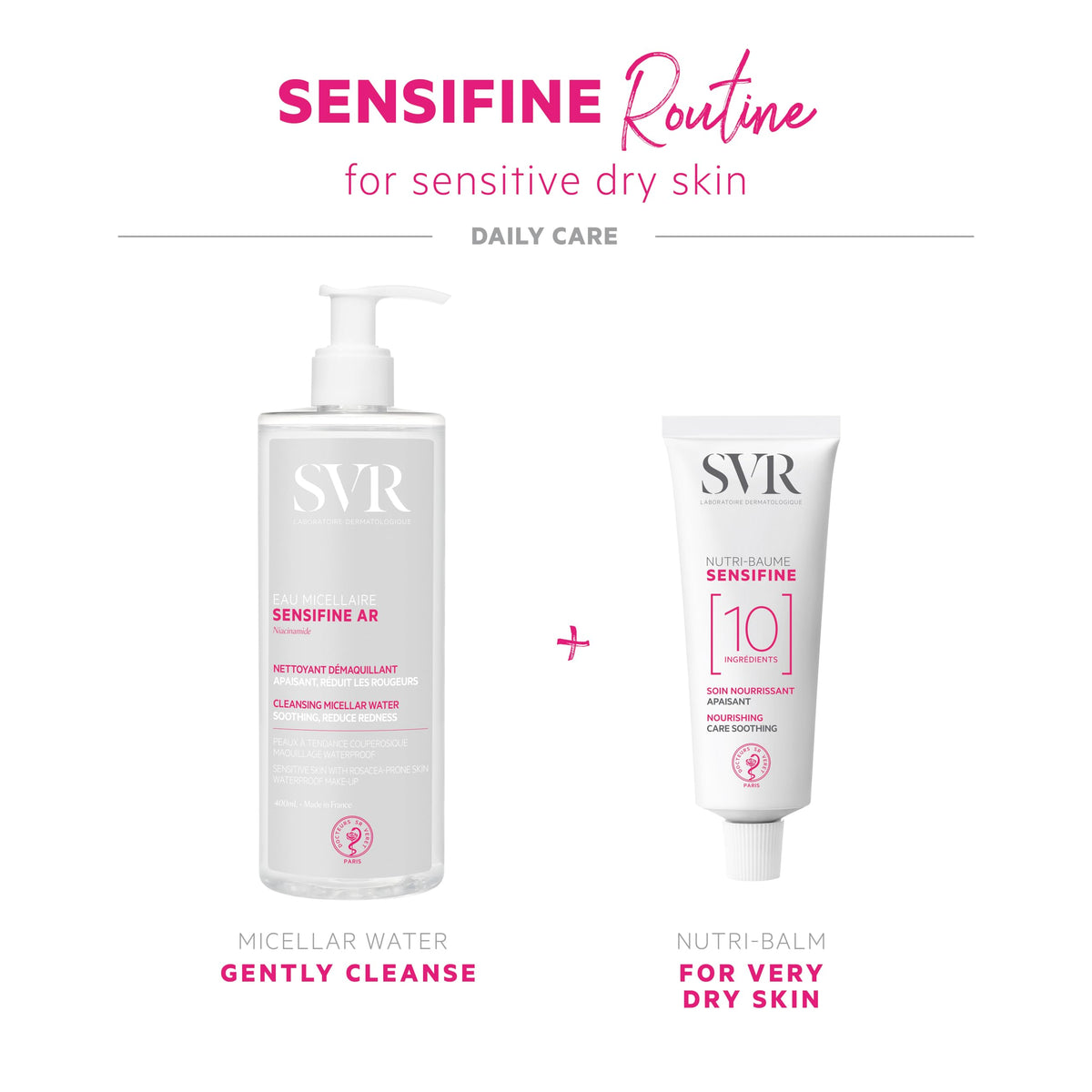 SVR in a bathroom setting demonstrating daily gentle skincare routine