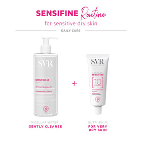 SVR in a bathroom setting demonstrating daily gentle skincare routine
