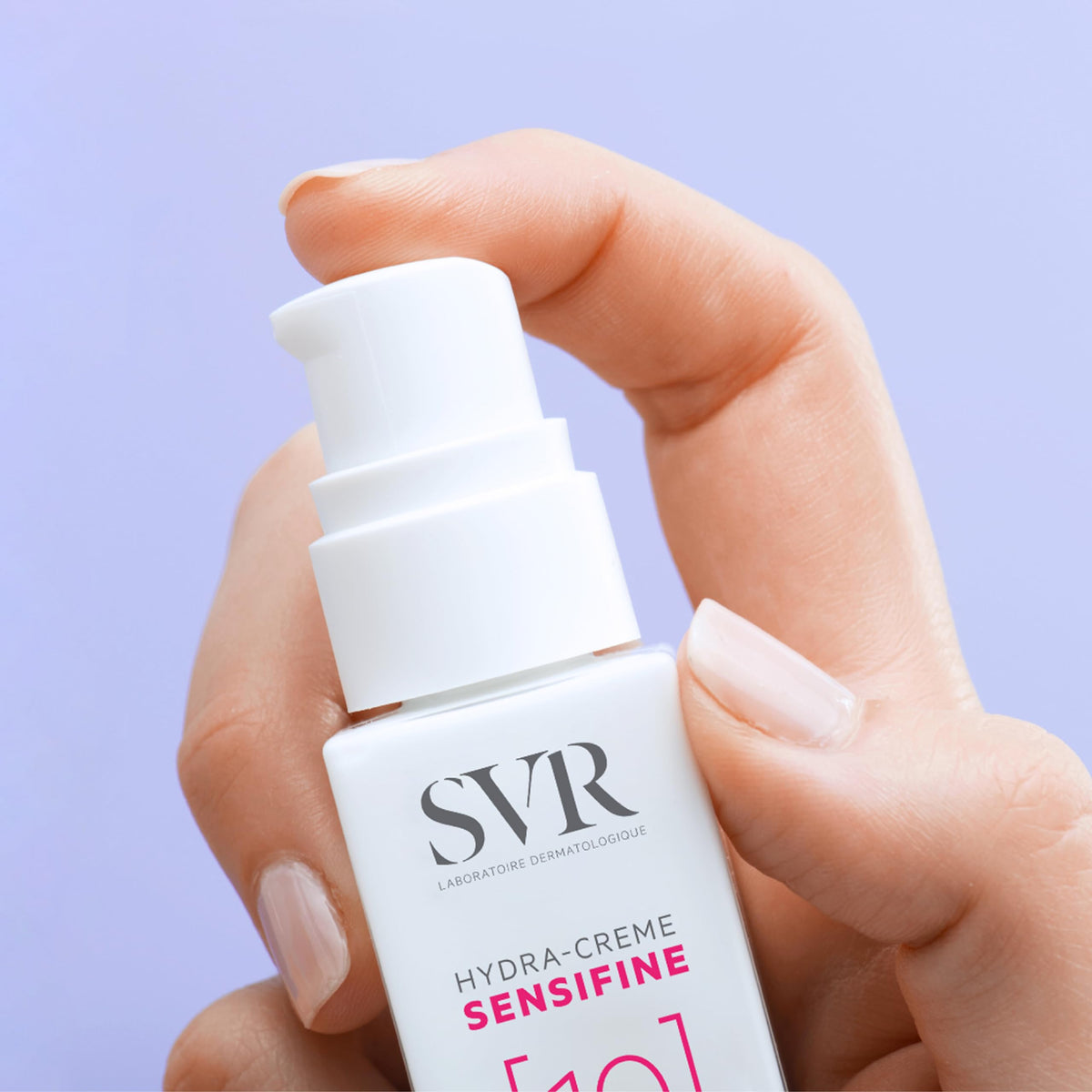 SVR tube close-up with readable label highlighting hypoallergenic, fragrance-free benefit