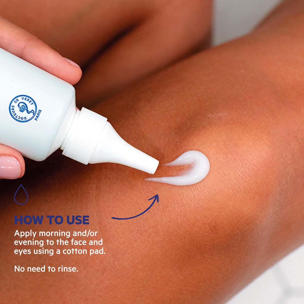 Applying SVR XERIAL 30 to elbow to smooth rough skin and reduce flaking