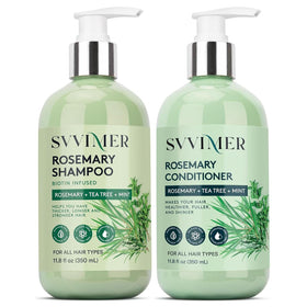 Svvimer front packaging shows shampoo and conditioner set for thicker-looking hair