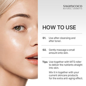 SWANICOCO ampoule in beach bag conveys travel-friendly skincare hydration