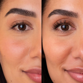 Sweed before and after illustration showing fuller-looking lashes