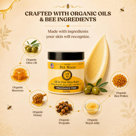 Sweet Bee Naturals open jar texture close-up demonstrating creamy, melt-in feel benefit