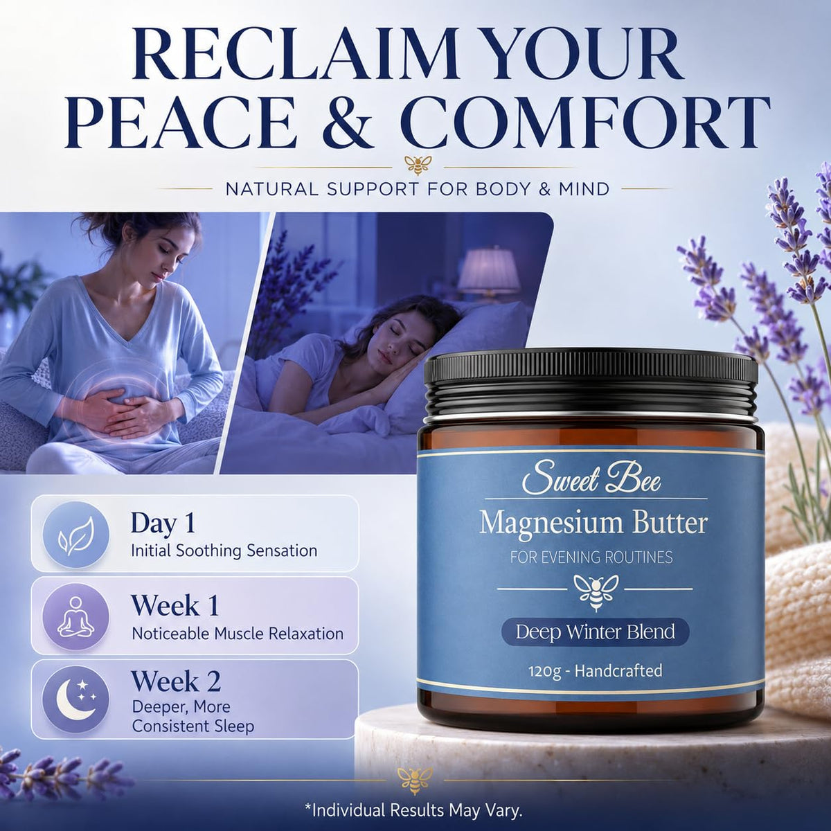Family applying Sweet Bee Magnesium in evening routine for gentle comfort