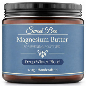 Sweet Bee Magnesium jar front view showing calming lavender and benefits