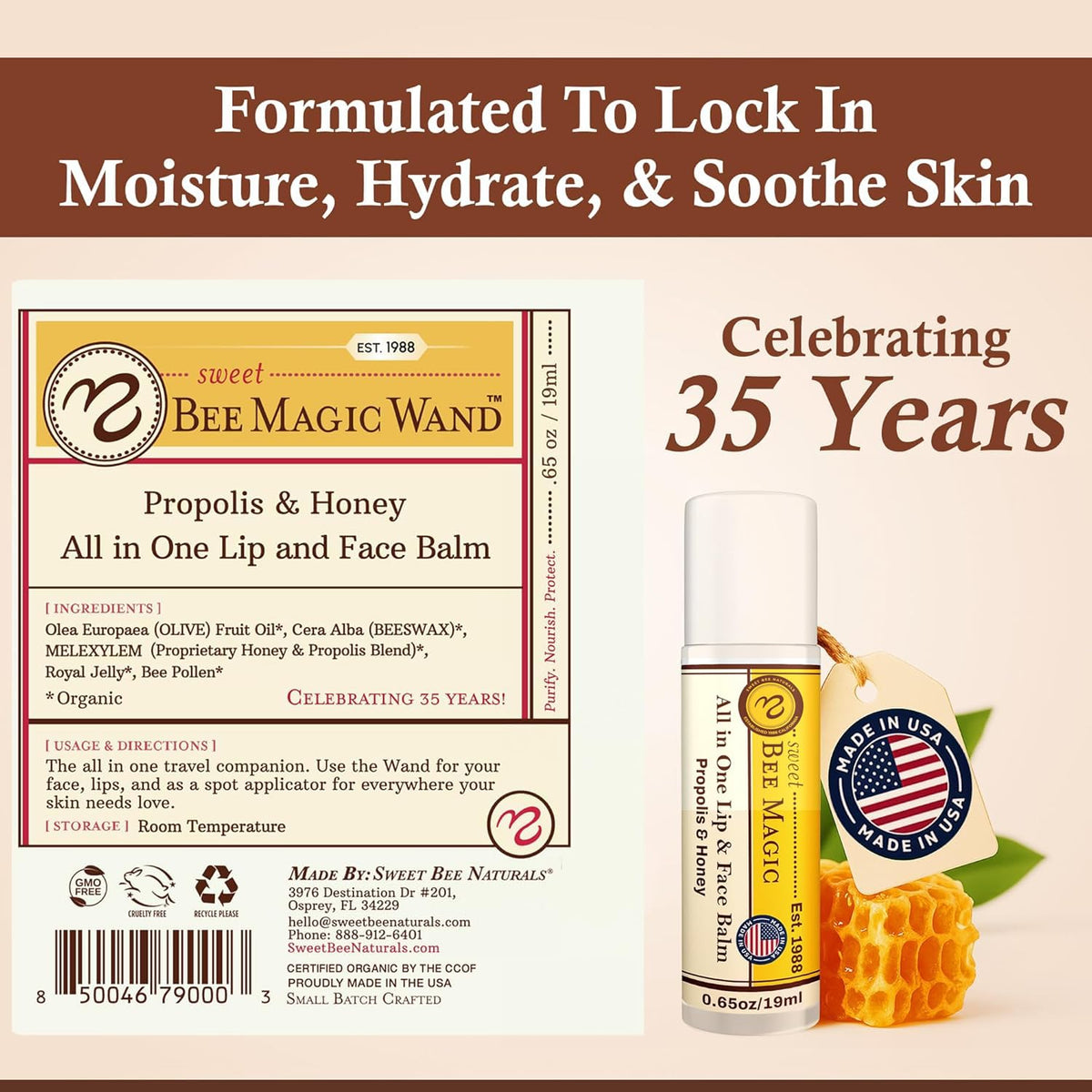 Sweet Bee Naturals close-up beeswax sheen illustrating protective barrier