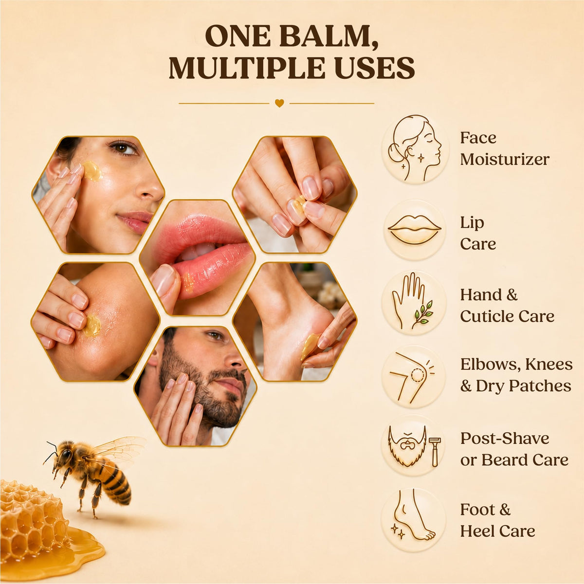 Sweet Bee Naturals face application on cheek showing gentle use for dry patches