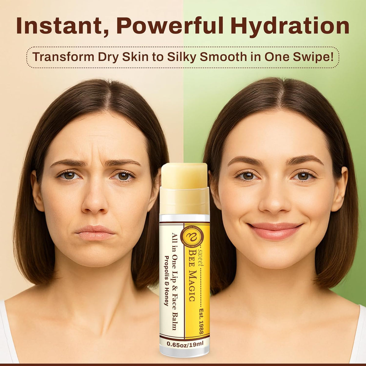 Sweet Bee Naturals extended stick texture highlighting moisturizing glide