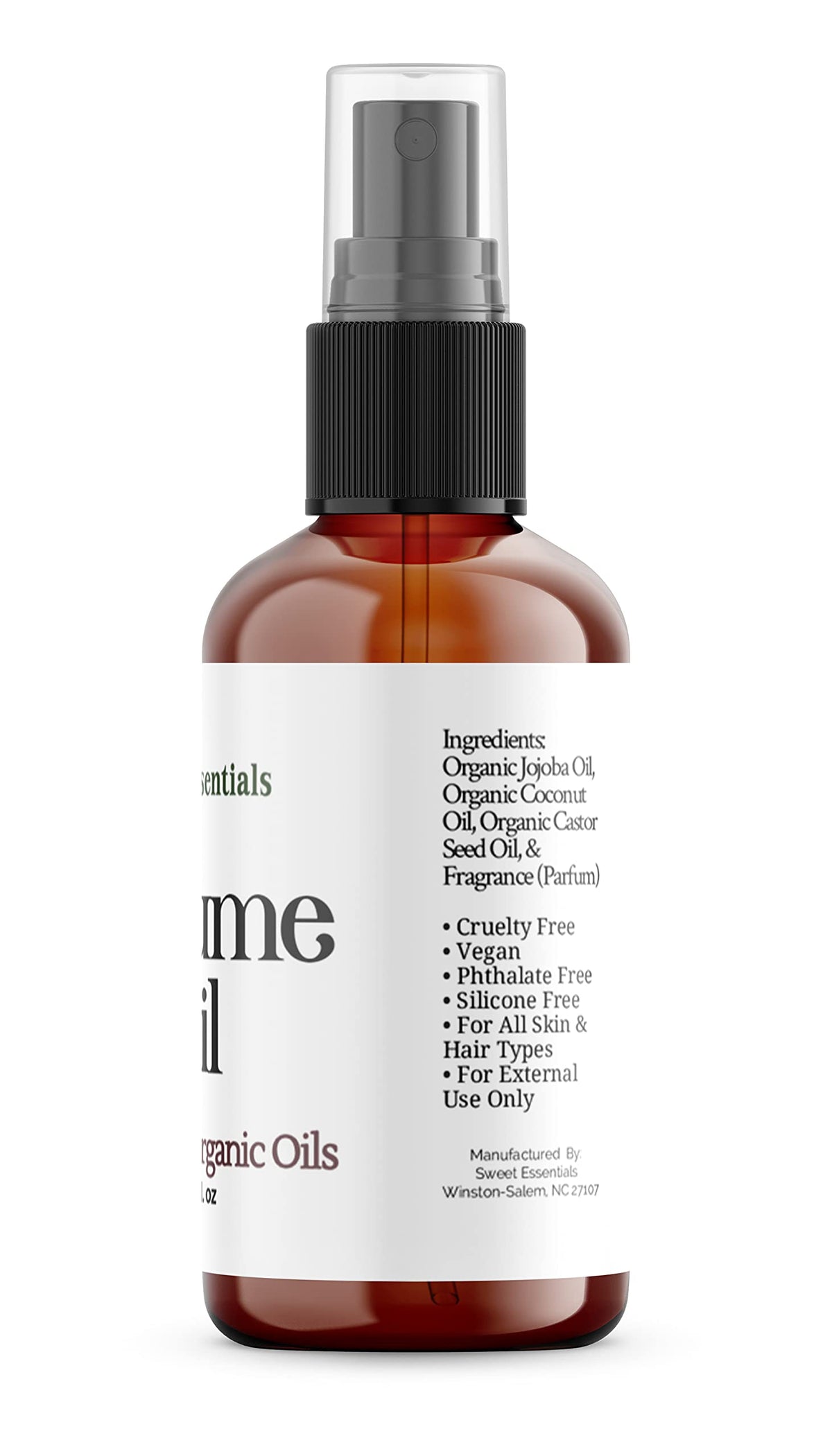 Sweet Essentials hair mist in use smoothing frizz and adding fragrance