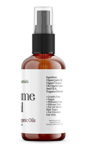 Sweet Essentials hair mist in use smoothing frizz and adding fragrance