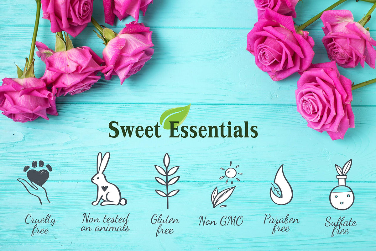Sweet Essentials spray nozzle close-up displaying precise mist for gentle application benefit