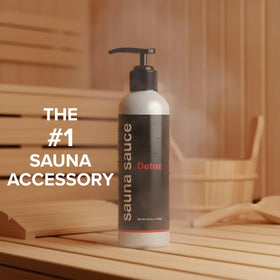 Sweet Vibes in sauna setting showing product use for longer, comfortable sweat sessions