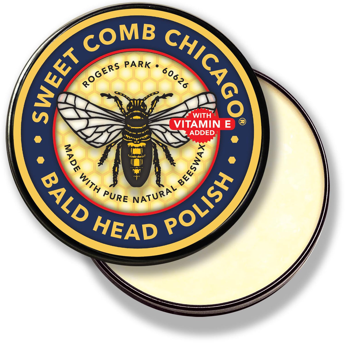 Sweet Comb Chicago front tin showing clean packaging and easy-grip lid benefit