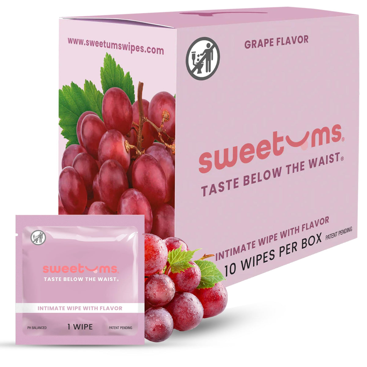Sweetums front packaging showing grape flavor and pack benefits
