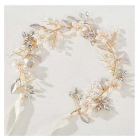 SWEETV ivory beads and opaline crystals catching light for gentle sparkle