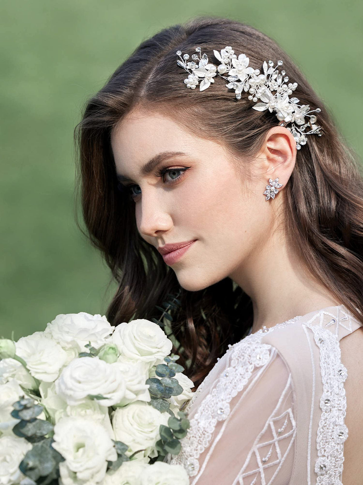 SWEETV close-up rhinestone detail highlighting sparkle and refined bridal elegance benefit