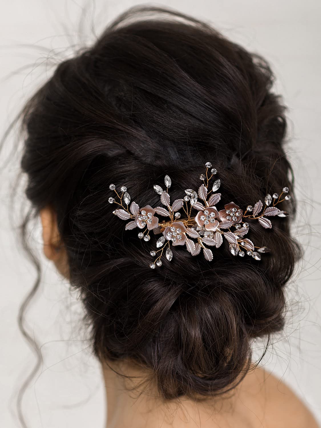 SWEETV comb placed in bridal updo illustrating comfortable fit and polished look