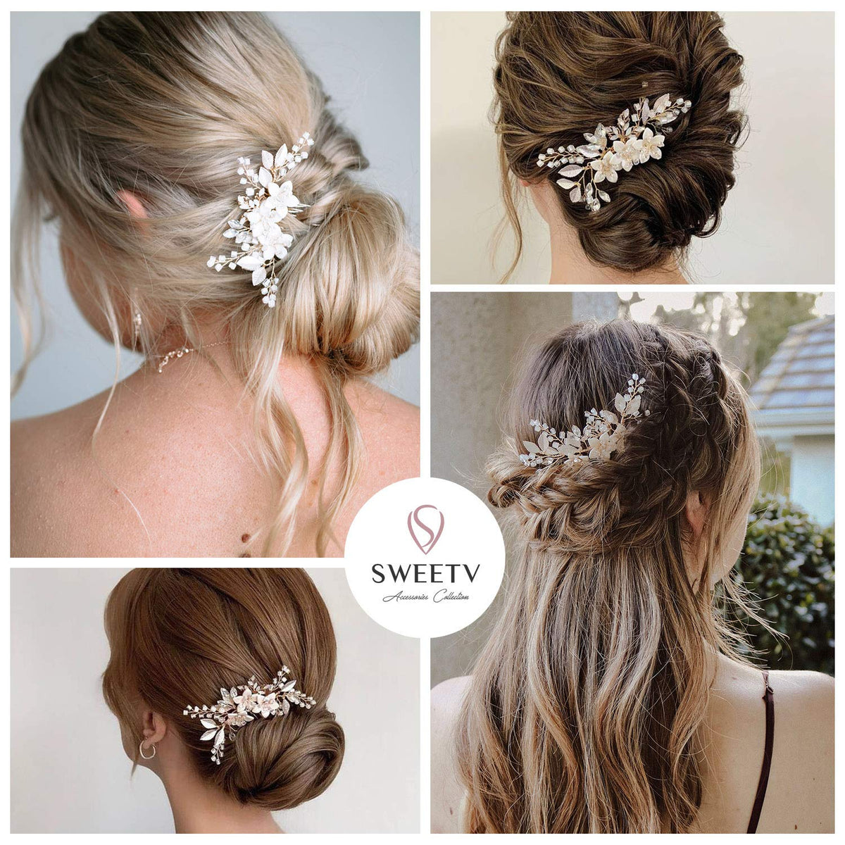 SWEETV comb teeth and soft-alloy wire detail for secure adjustable hold