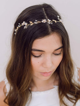 SWEETV detailed gold alloy leaves emphasizing metallic shine and coordinated accessories