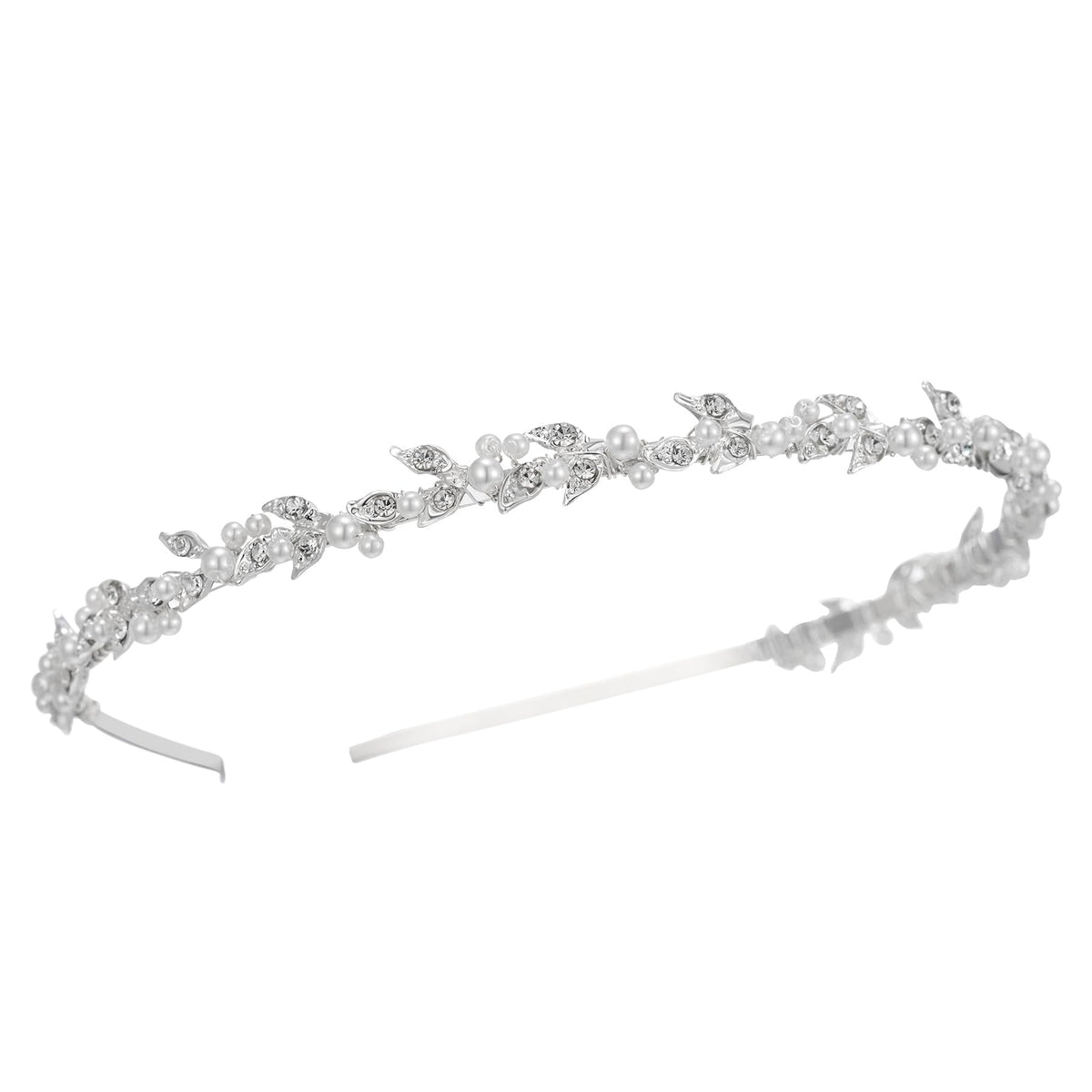 SWEETV front view showing silver crystal headband, highlights elegant presentation
