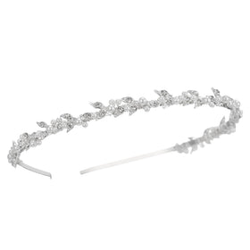 SWEETV front view showing silver crystal headband, highlights elegant presentation