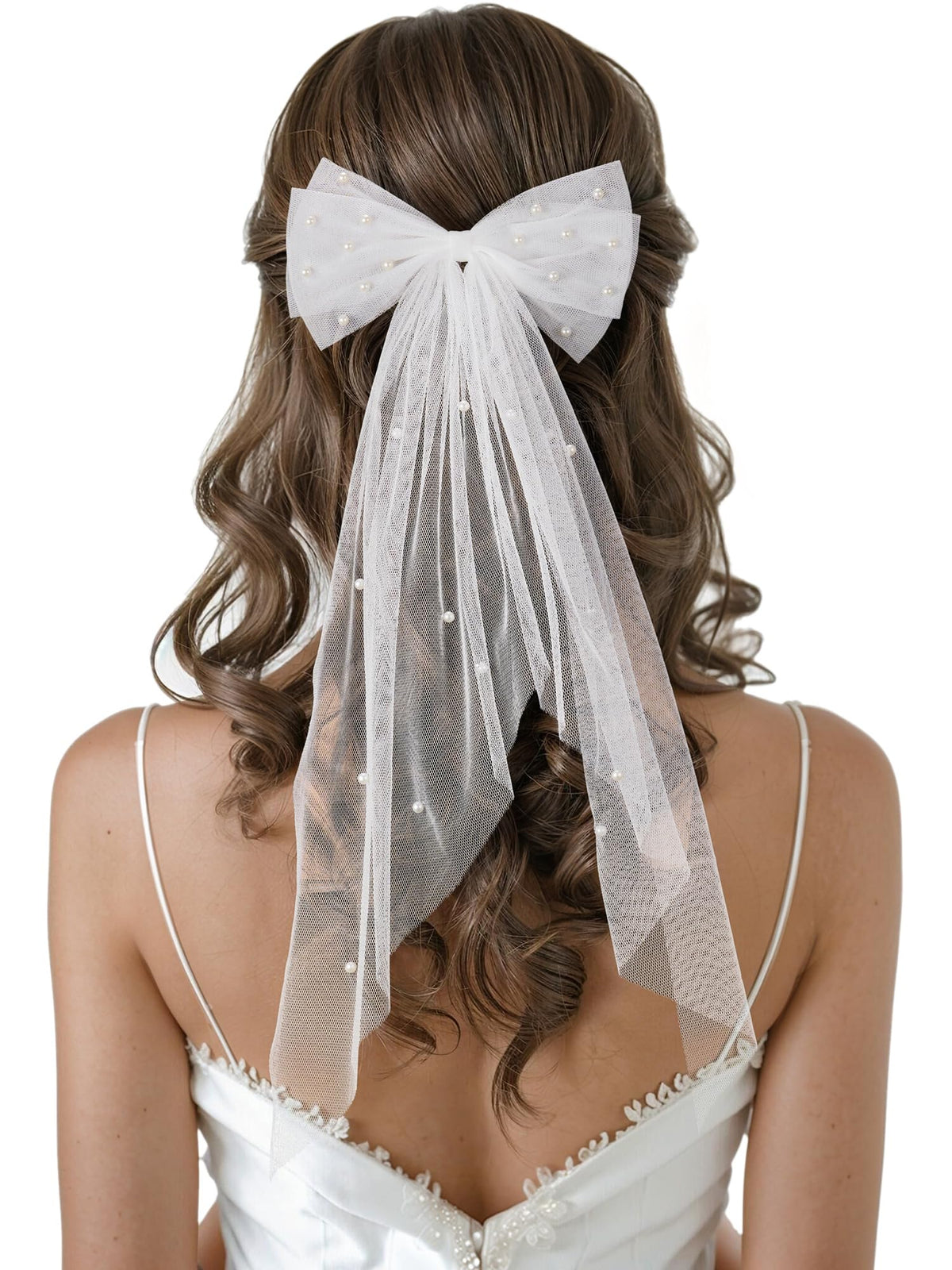 SWEETV front packaging of bridal bow veil shows neat presentation and gift appeal