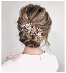 SWEETV front view of gold wedding hair clip comb showing elegant shape and secure grip
