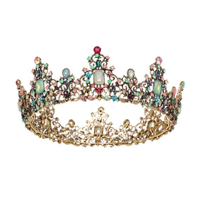 SWEETV front view gold Baroque crown showing regal finish and sparkle