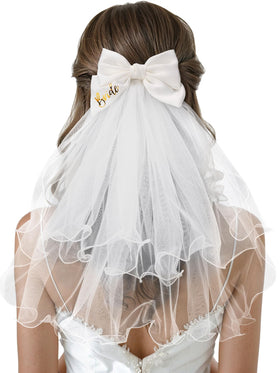 SWEETV front view white bow showing satin finish and pearl accent for elegant look