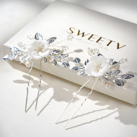 SWEETV hair pin placed in an updo demonstrating styling hold and decorative finish
