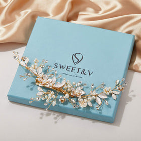 SWEETV comb paired with veil and bun showing coordinated bridal styling benefit