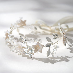 SWEETV headband worn in half-up hairstyle showing bridal styling benefit